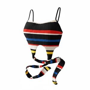 Shop17 Striped Halter Tie Around Waist Tank Top Womens Small